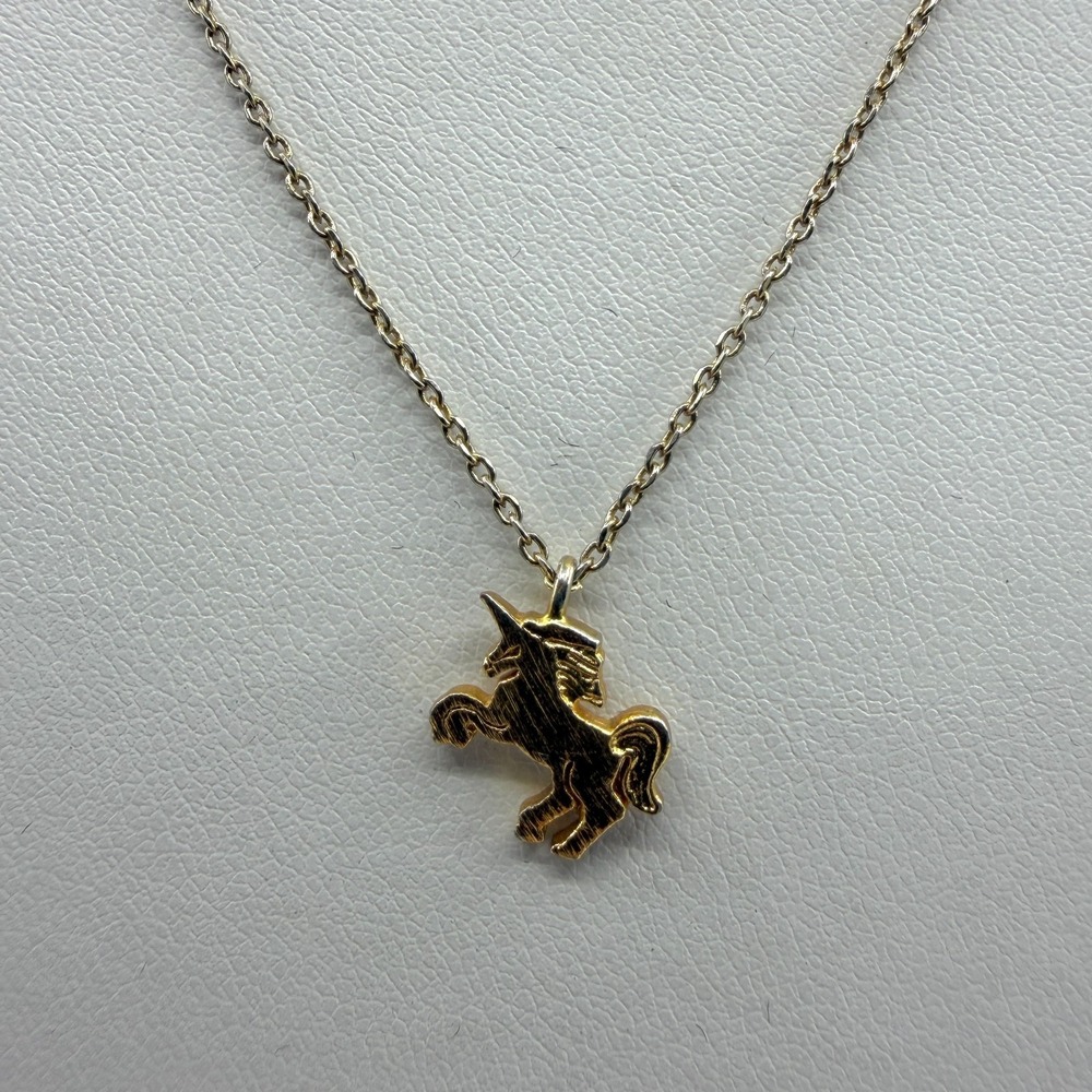 Gold Tone Unicorn Pendant Necklace Magical Fantasy Charm Minimalist Jewelry Gift